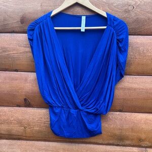 Gilli Royal Blue Draped Blouse